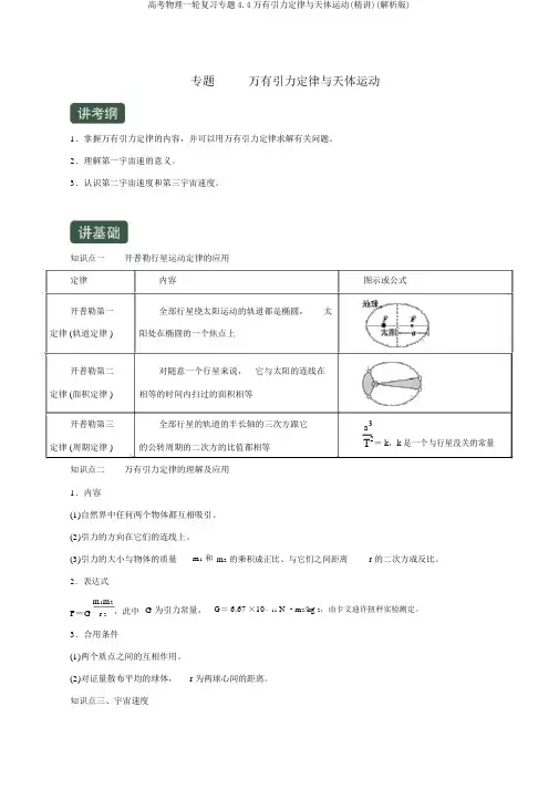 高考物理一轮复习专题4.4万有引力定律与天体运动(精讲)(解析版)
