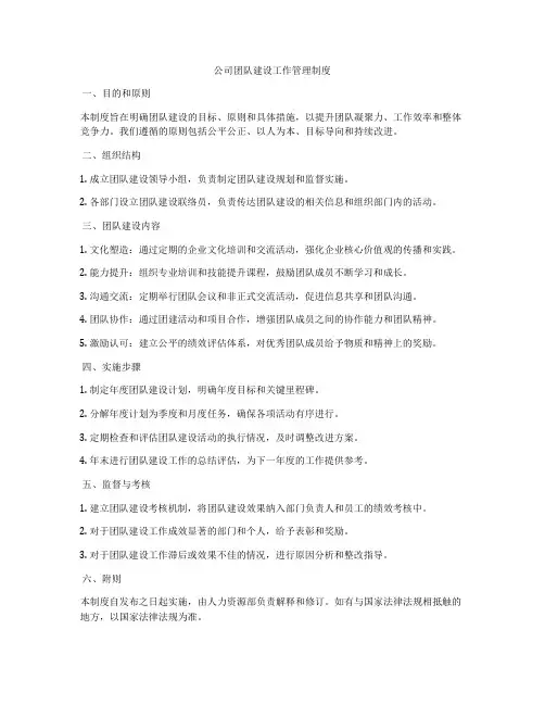公司团队建设工作管理制度