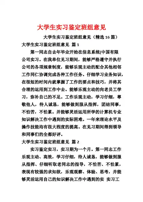 大学生实习鉴定班组意见