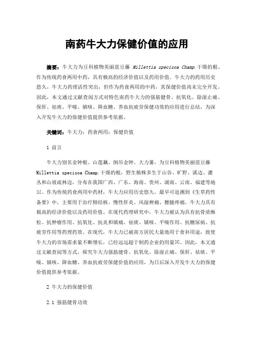 南药牛大力保健价值的应用