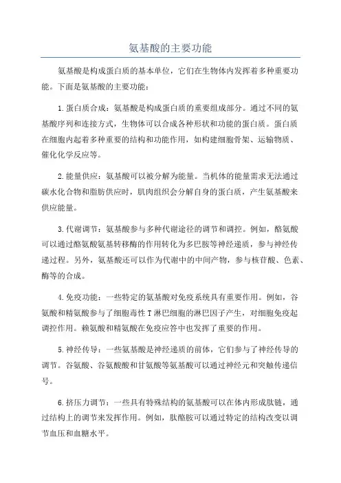 氨基酸的主要功能