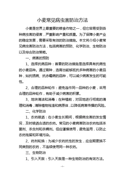 小麦常见病虫害防治方法