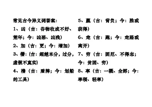 (完整版)高考文言文古今异义词专项训练(答案)