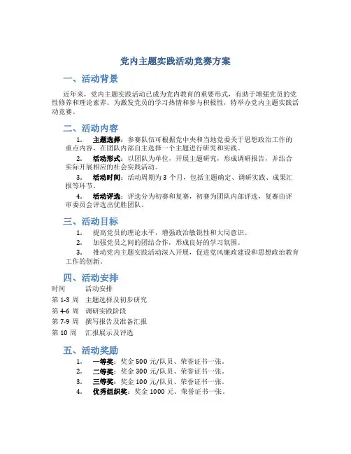 党内主题实践活动竞赛方案