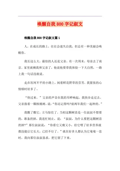 唤醒自我800字记叙文