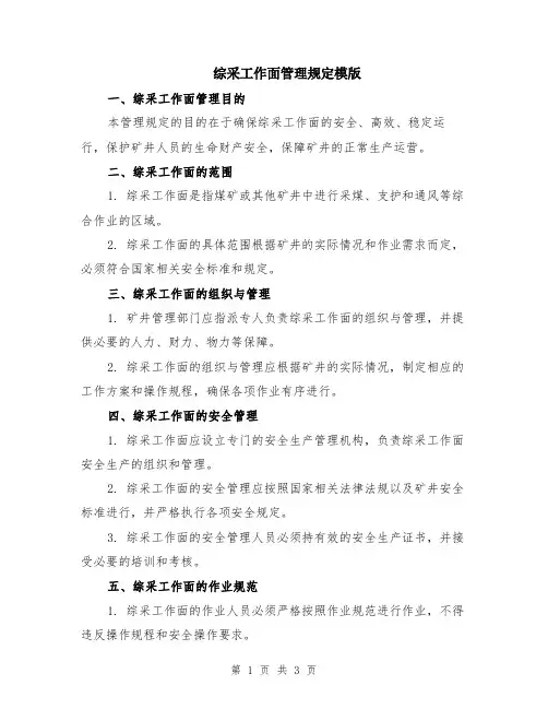综采工作面管理规定模版