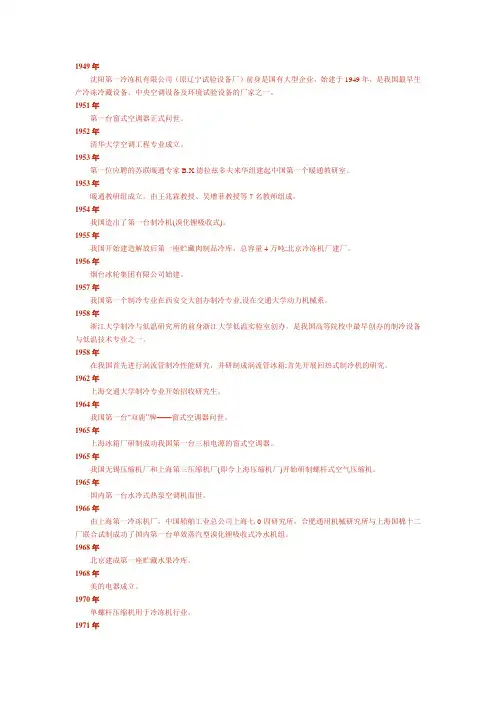 空调制冷专业历史Word 文档