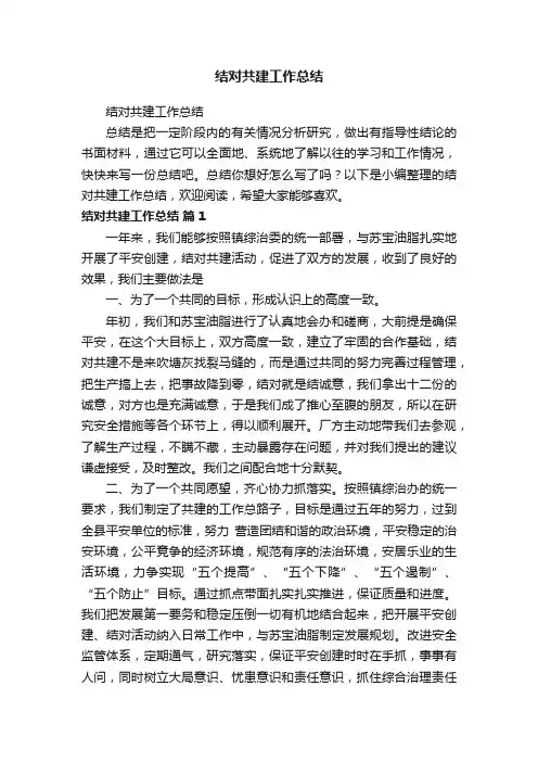 结对共建工作总结