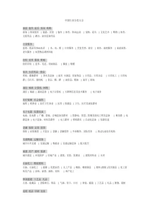 行业分类大全