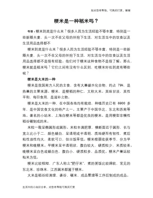 粳米是一种稻米吗？