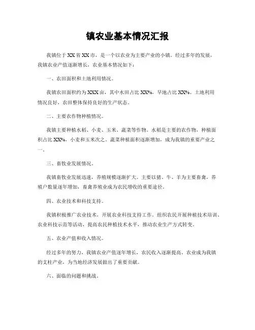 镇农业基本情况汇报