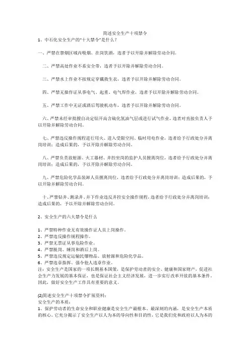 简述安全生产十项禁令安全生产
