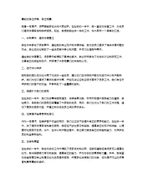 律师协会述职报告范文