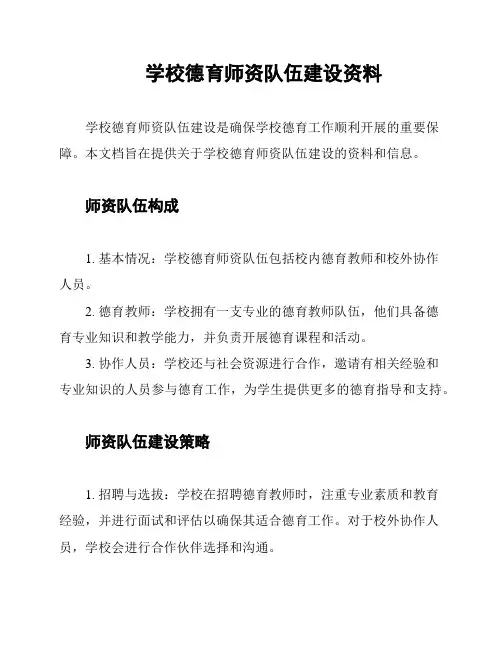 学校德育师资队伍建设资料