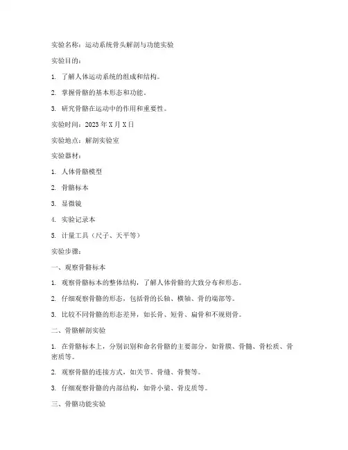 运动系统骨头实验报告