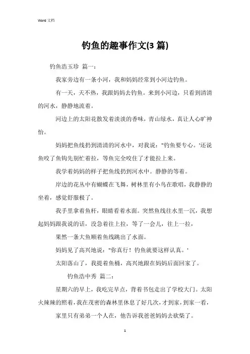 钓鱼的趣事作文(3篇)