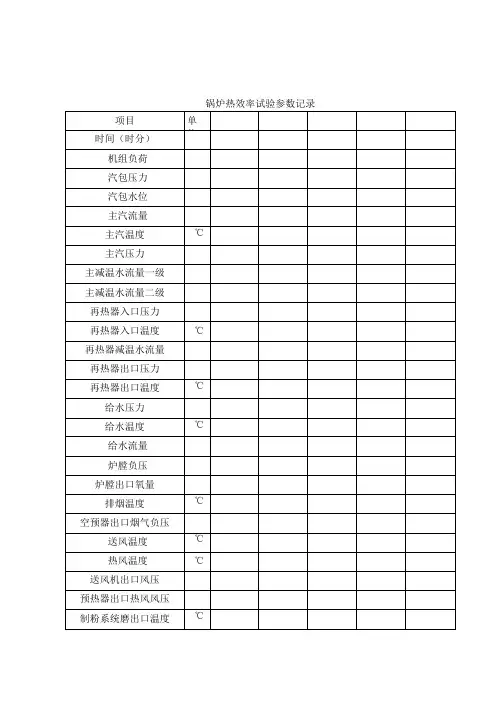 锅炉性能试验表格