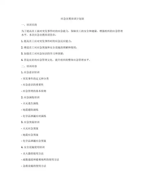 应急宣教培训计划表