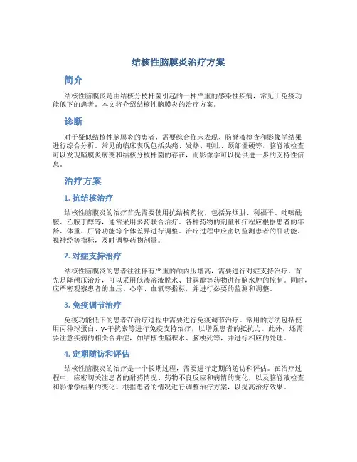 结核性脑膜炎治疗方案
