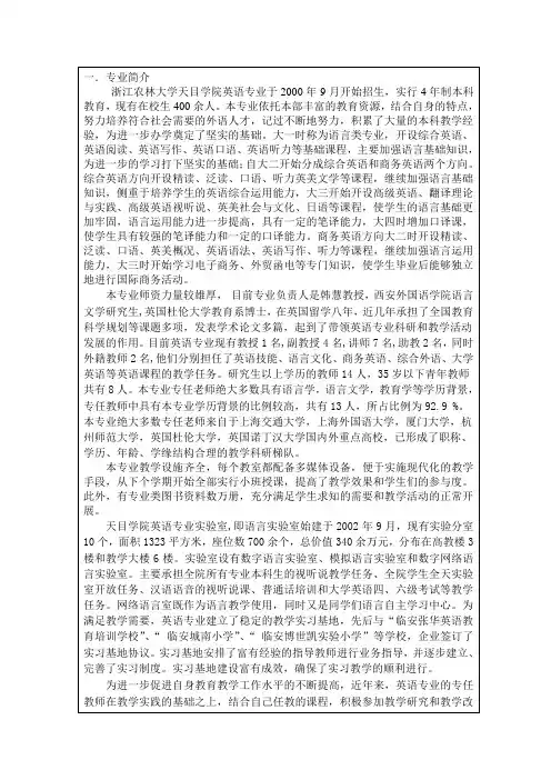 专业建设及人才培养方案
