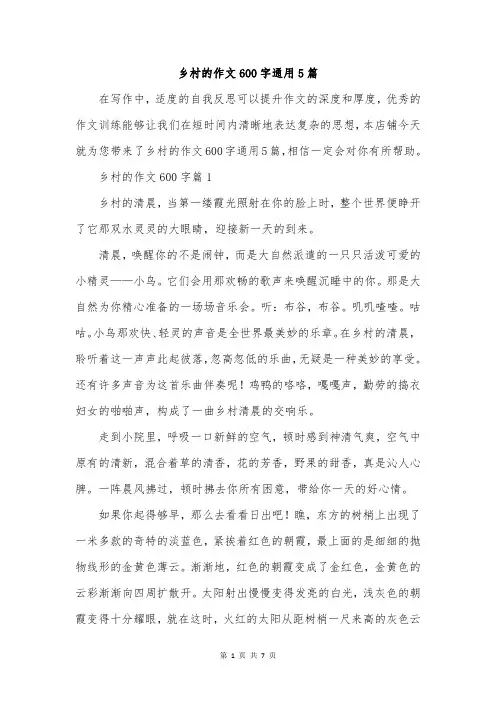乡村的作文600字通用5篇
