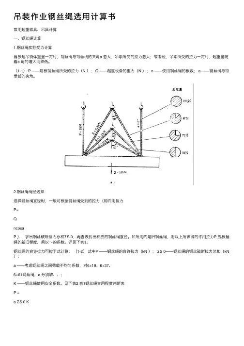 吊装作业钢丝绳选用计算书