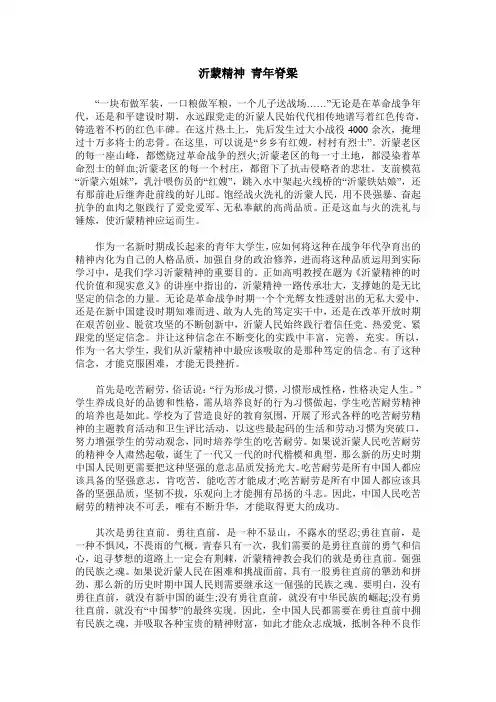 沂蒙精神 青年脊梁