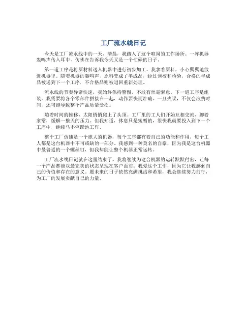 工厂流水线日记