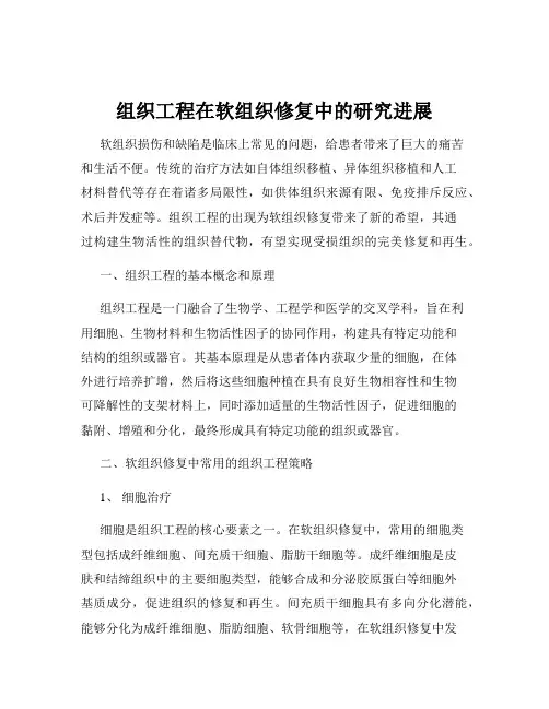 组织工程在软组织修复中的研究进展