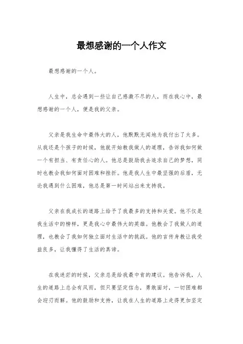 最想感谢的一个人作文