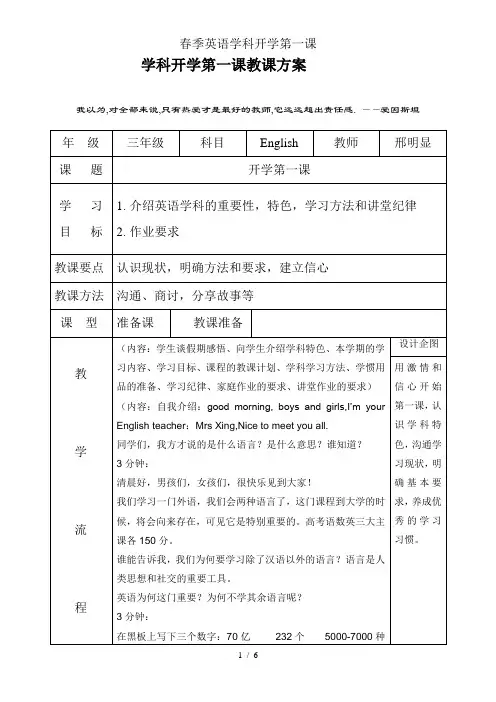 春季英语学科开学第一课