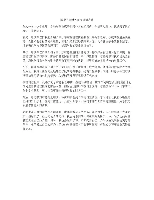 新中小学财务制度培训收获
