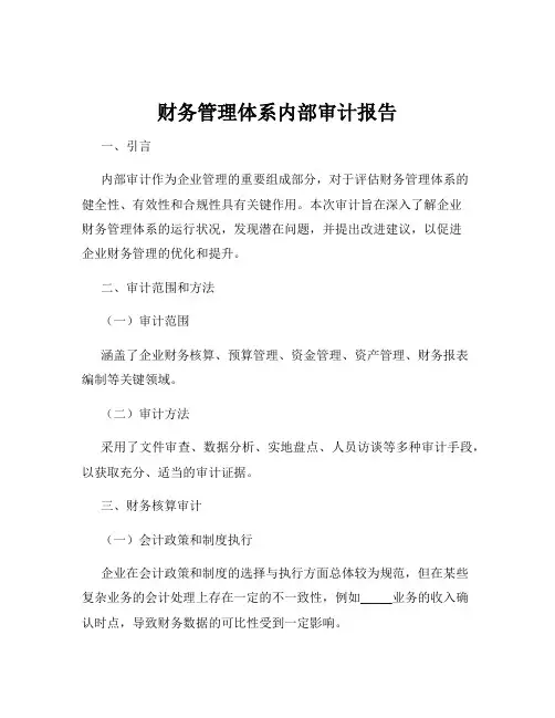 财务管理体系内部审计报告