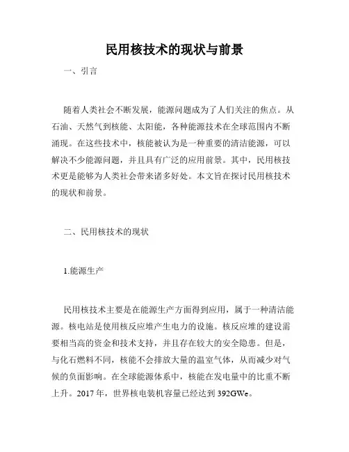 民用核技术的现状与前景