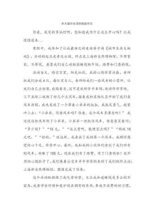 在大城市生活的挑战作文
