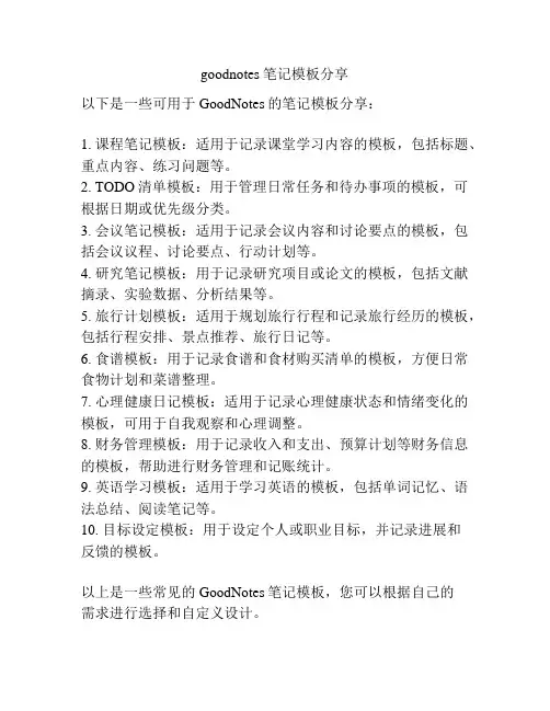 goodnotes笔记模板分享