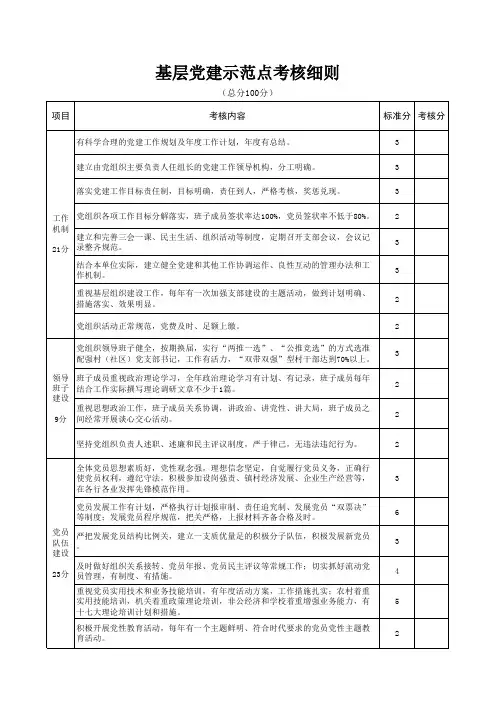 基层党建示范点考核细则