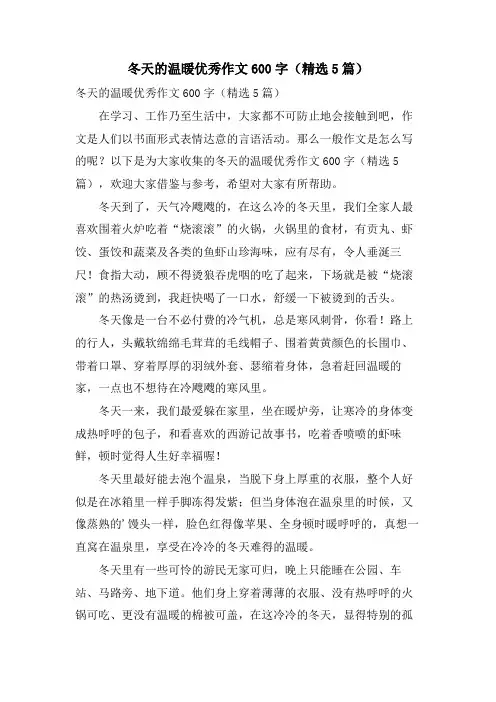 冬天的温暖优秀作文600字(5篇)
