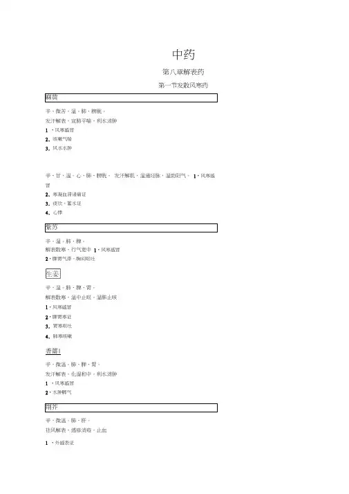 考研中药完全整理背诵版