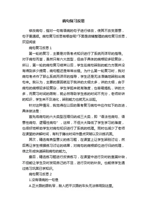 病句复习反思