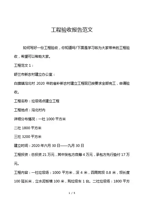 项目验收报告范文