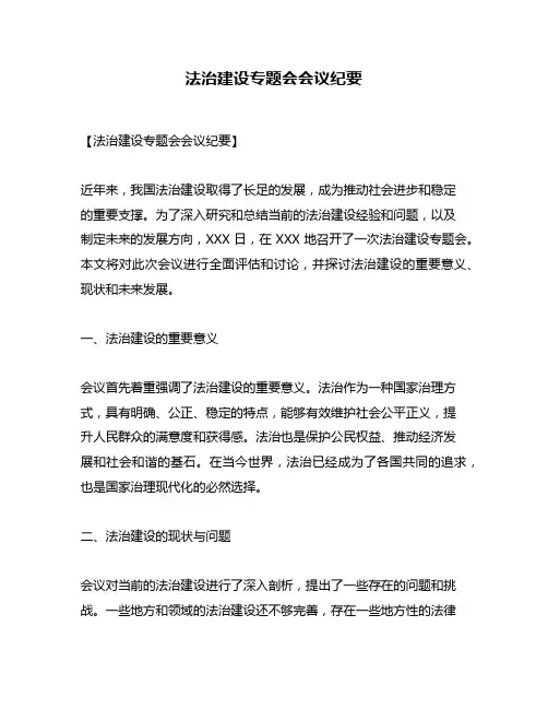 法治建设专题会会议纪要