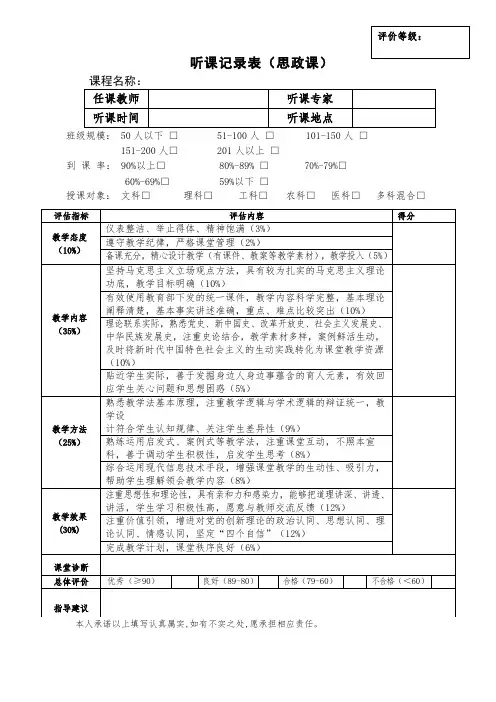 听课记录表(思政课)