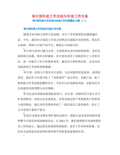 审计部年度工作总结与年度工作计划2篇