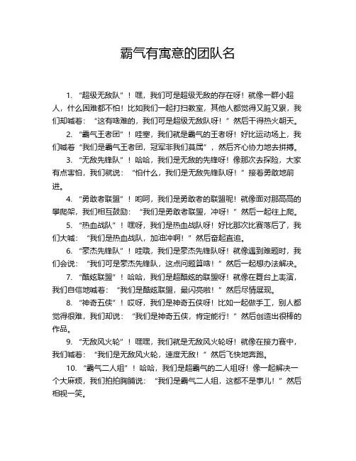 霸气有寓意的团队名