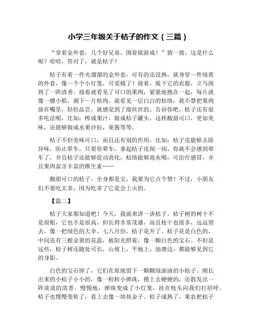 小学三年级关于桔子的作文(三篇)