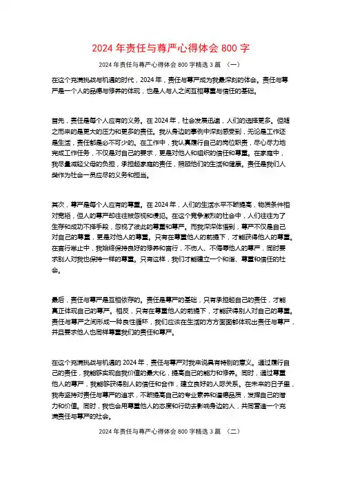 2024年责任与尊严心得体会800字3篇