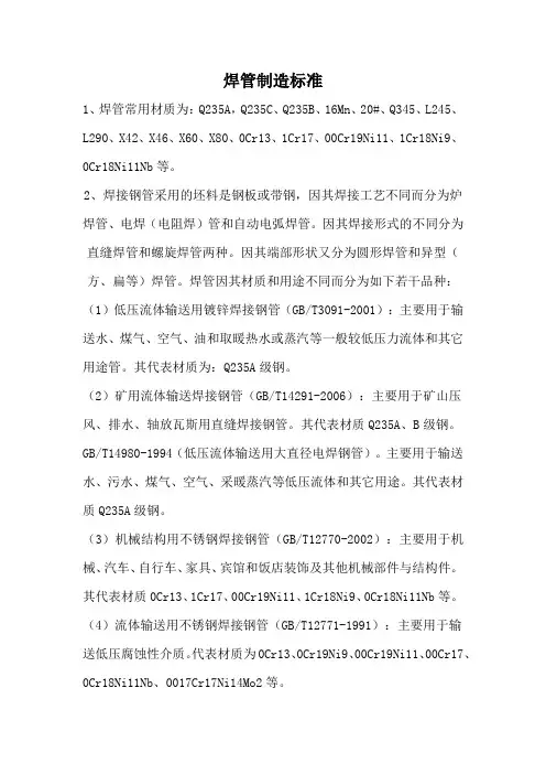 焊管制造标准