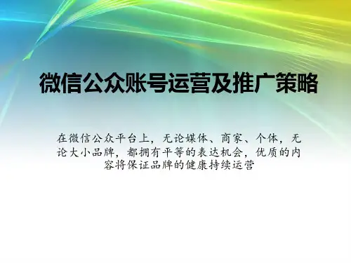 微信公众账号推广策略及运营 ppt模板