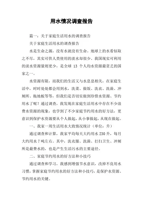 用水情况调查报告